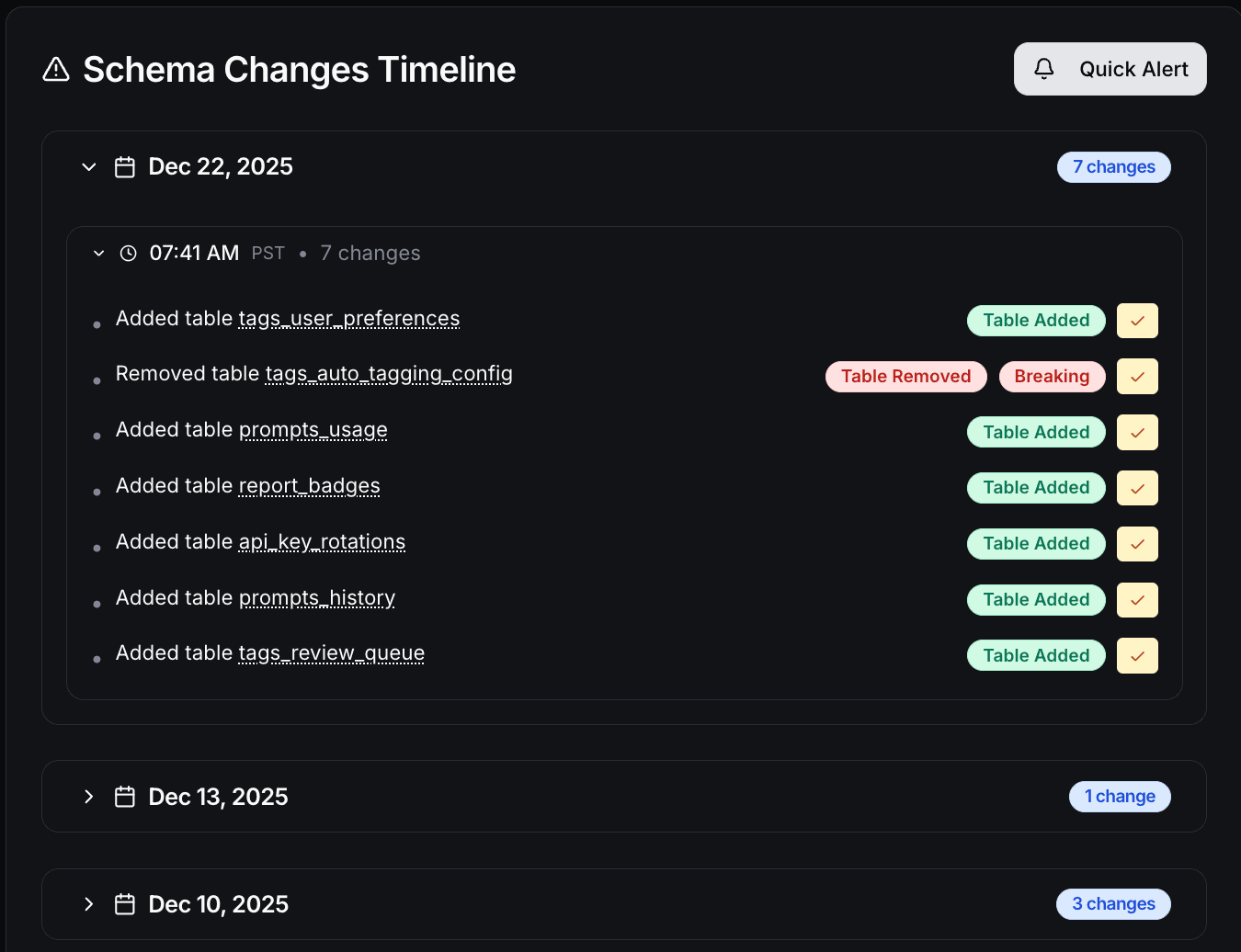 Schema Change Detection Dashboard